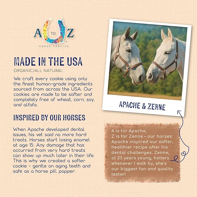 A TO Z HORSE COOKIES Horse Treats, Original Flavor, A Softer Cookie/Pill Popper Made w/Lite Molasses, Low Carb/Sugar, Wheat, Corn, Soy & Alfalfa Free. All Natural Ingredients, 4.5 lb