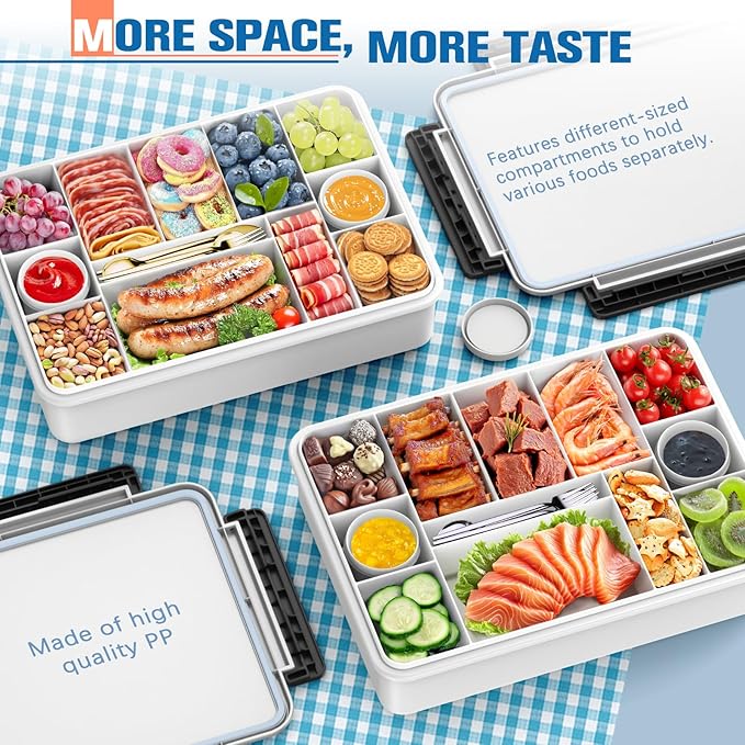 Chilled Portable Snackle Box Container Beach Essentials Insulated Bag Keep Food Warm, Divided Serving Tray Reusable Ice Pack Road Trip Essentials for Charcuterie Snack Picnic