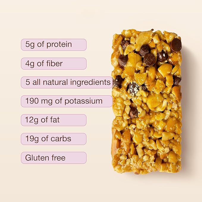 ToYou Gluten Free Chewy Fruit and Nut Bars - Healthy Protein Snacks | Salted Caramel Dark Chocolate - 1.41 Ounce (Pack of 12) | Soft Chewy, Fiber-Packed Granola Bars for Adults and Kids, Made with Natural Ingredients