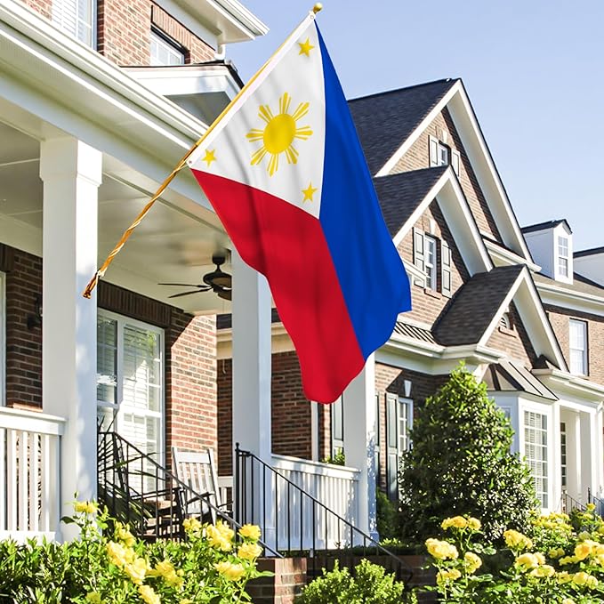 AhfuLife Philippines Flag 3x5 Ft, Large Filipino Flag National Flags for Outside - Double Side with Brass Eyelets for World Cup Party Decorations, Soccer Party Bar Garden Decoration Indoor Outdoor