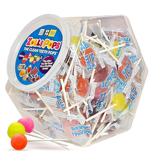 Zollipops Clean Teeth Pops Sugar Free Candy with Xylitol, Dye-Free Lollipops - Keto & Diabetic-Friendly, Dentist-Approved Treats for Kids (Natural Fruit Flavors, 29 oz)