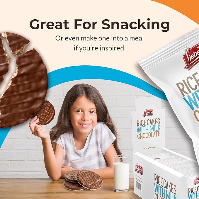 Lieber's Milk Chocolate Rice Cakes, Snack Pack, Gift Pack, Kosher Certified Dairy, Gluten Free Total of 24 Cakes (Milk Chocolate)
