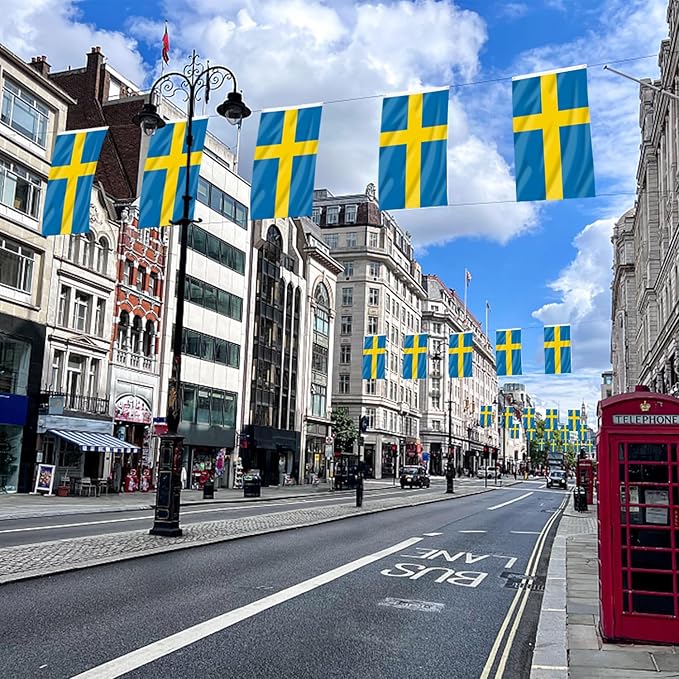 AhfuLife Swedish flag Sweden Flag 3x5 Ft, Large Swedish National Flags for Outside - Double Side with Brass Eyelets for Olympic Party Decorations, Bar Garden Street Decoration Indoor Outdoor