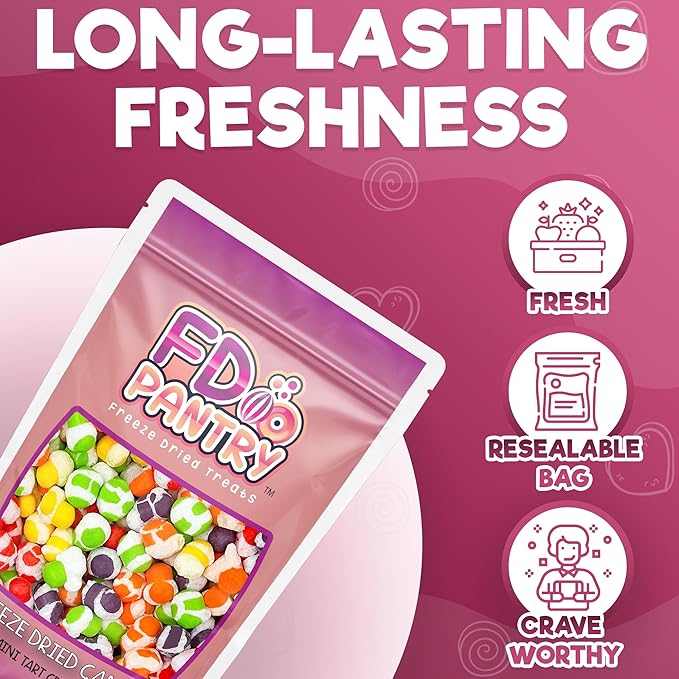 Freeze Dried Candy Tarts Mini Crunch- Light Crunchy Sweetness, 4 oz Flavors- Variety Mixed Fruit Punch. Tarts Mini Resealable Bag Freshness. Tangy Sweet