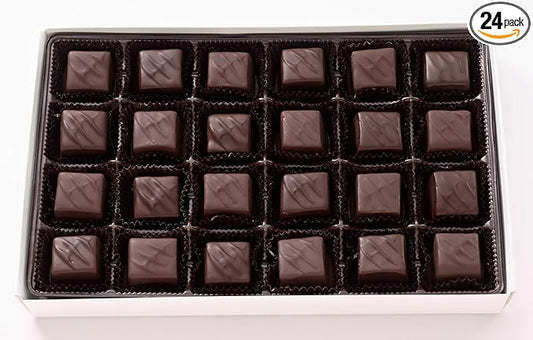 Vermont Nut Free Chocolates Boxed Chocolate Caramels (Dark Chocolate) 24-Piece, Nut-Free, Egg-Free, Kosher