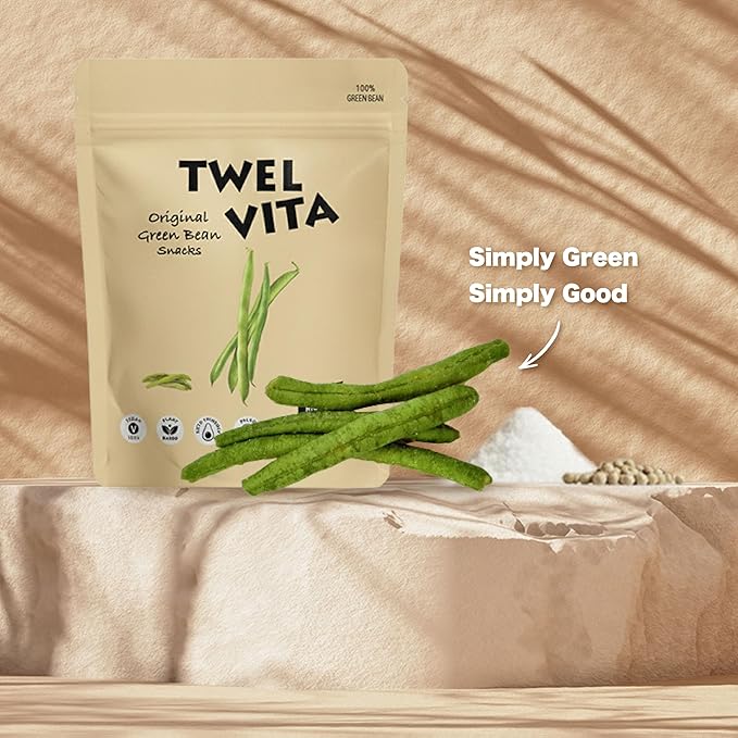 TWEL VITA Natural Green Bean Crisps, 4-Pack (1.76 oz Each) | Vegan, Clean Label, Non-GMO, Gluten-Free, Paleo & Keto Friendly Snack Variety Pack
