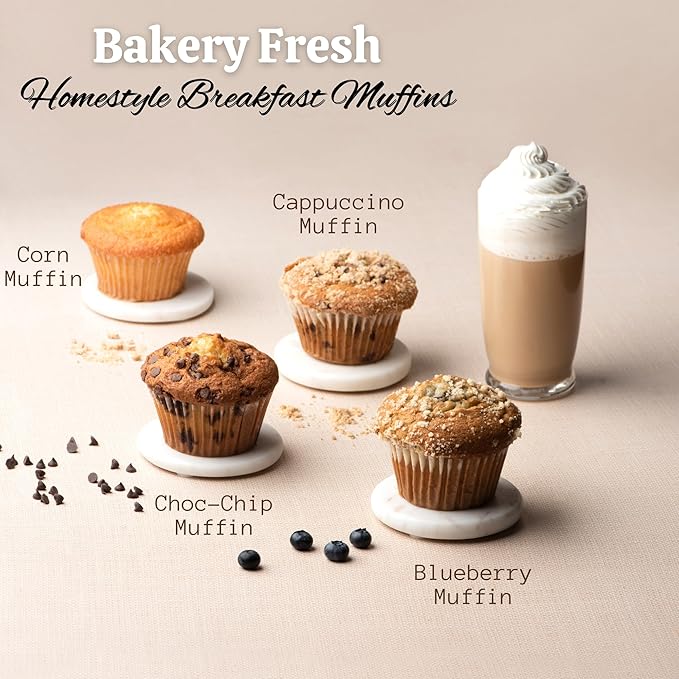 Fresh Bakery Muffins | 4 Blueberry Muffins Individually Wrapped | Blueberry Muffins | Delicious Coffee Cake | 4 oz Per Muffin | Stern’s Bakery (Blueberry)