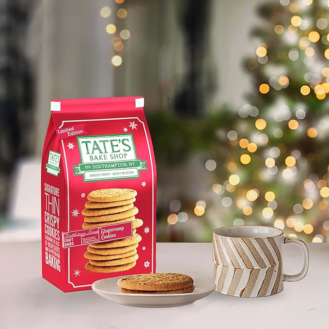 Tate's Bake Shop Gingersnap Cookies, Limited Edition Holiday Cookies, 4 - 7 oz Bags
