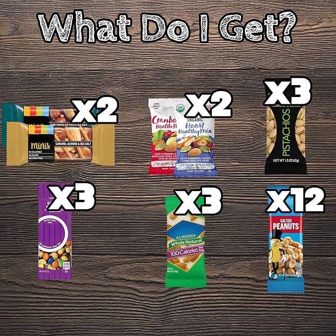 Healthy Nut Snack Packs – 25 Count Assortment of Almond, Cashew, Pistachio, and Mixed Nut Portions – Protein‑Rich, Gluten‑Free Snack Box by Stuff Your Sack