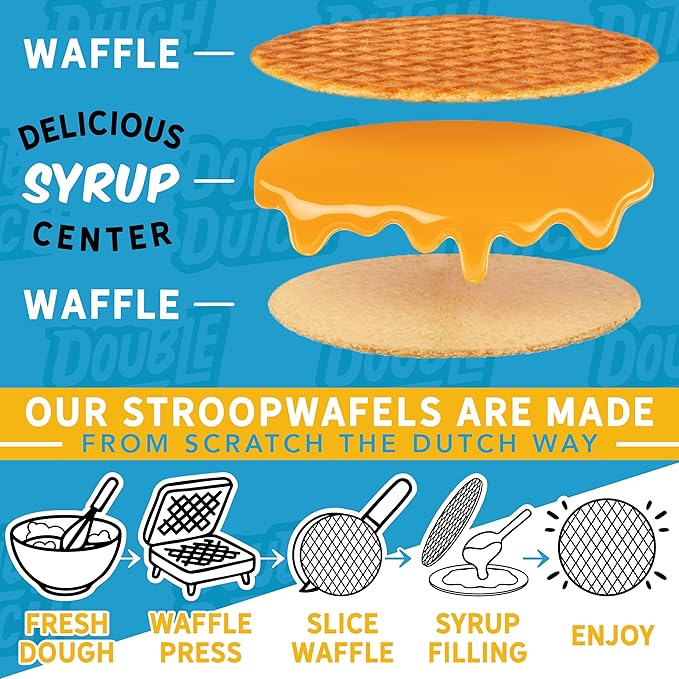 Double Dutch Stroopwafel Cookies – 2 Pack – 16 Waffles – Caramel, Blueberry, Vanilla, Chocolate Salted Caramel (16 Count, Chocolate Salted Caramel)