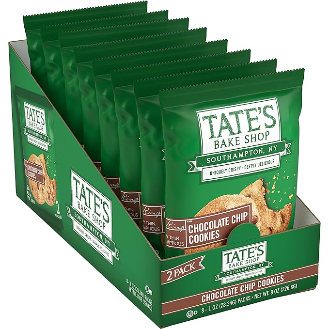 Tate’s Bake Shop Chocolate Chip Cookies, 16 – 2 Cookie Snack Packs (2 Boxes)