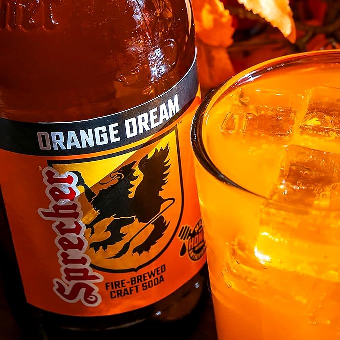Sprecher Orange Dream 16 fl oz Cans (12 Pack), Fire-Brewed Craft Soda with Real Honey, Gourmet Orange Soda, Caffeine-Free Handcrafted Soft Drink