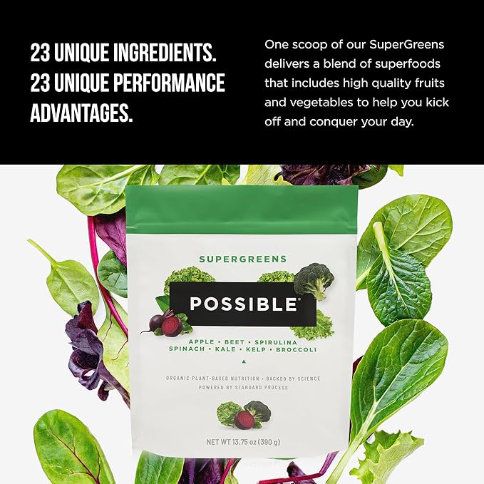 SuperGreens - Potent Superfoods Blend - Plant-Based Antioxidant Support - Greens Powder Supplement & Drink Mix - Non-GMO, Vegan & Gluten-Free - SuperGreens (30 Servings)