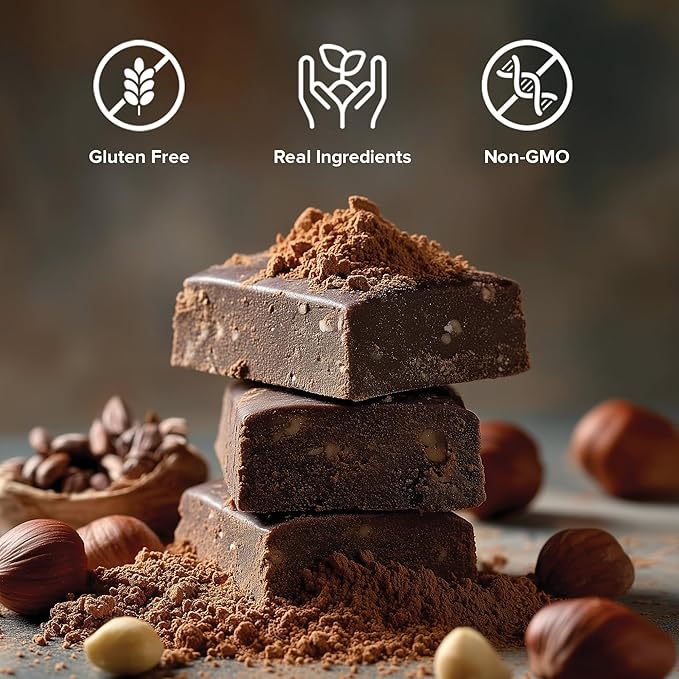 NEOBAR Fruit and Nut Bars - Plant-Based Vegan Snack Bars, Gluten Free Dairy Free Snacks, No Preservatives, No Refined Sugars Added, Non-GMO | Hazelnut & Cacao, 9g Protein,12 Count