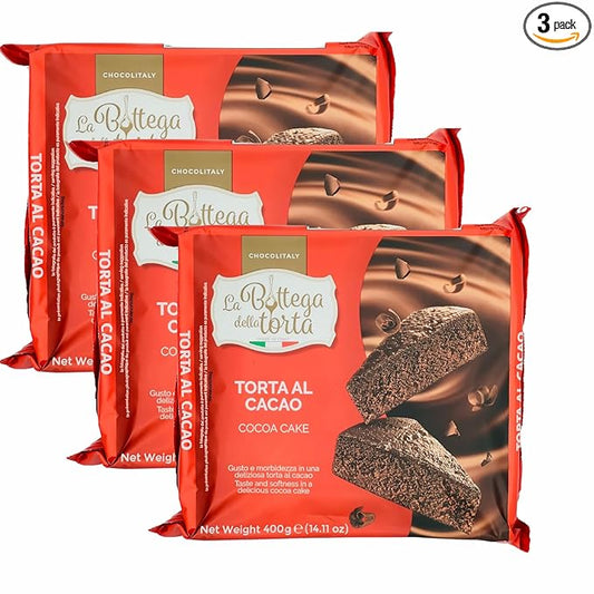 Chocolitaly Italian Cake – Cacao Chocolate Flavor | 400g Each | Pack of 3 | Soft & Moist Cocoa Sponge Dessert | Made in Italy | Shelf-Stable & Ready to Serve