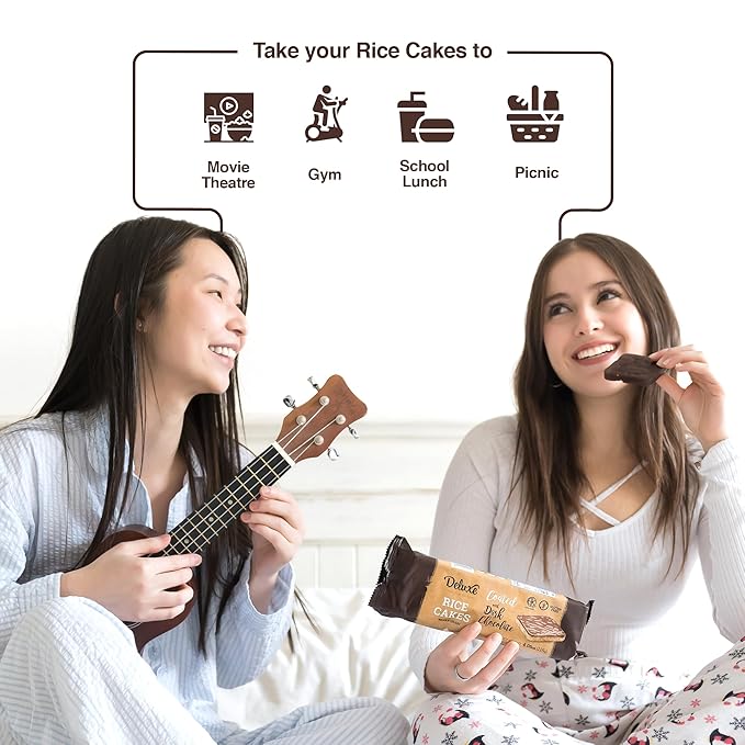 Deluxe & Bla Bla Dark Chocolate Rice Cakes,Kosher Certified Dairy Free,Gluten Free,Nuts Free,Vegan Snack (Dark Chocolate) Pack Of 3