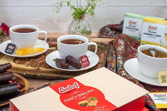 Sadaf Fancy Baklava - Sweet Baklava Pastry - Tasty Snack - Middle Eastern Delight - Pantry Gift Box - Kosher - 6 Assorted Sweets | 50 pieces