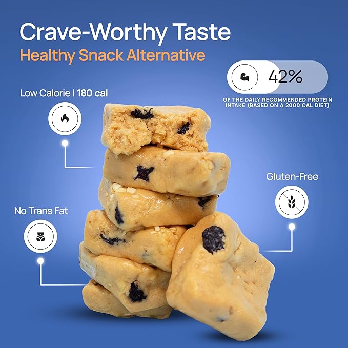 ProGo Protein Bars, Energy Bars - 19g Clean Protein, Made with 95% Pure Isolate, Tallow, Collagen, Real Ingredients - Low Calorie, No Artificial Sweeteners (20-Count, Blueberry Crunch)