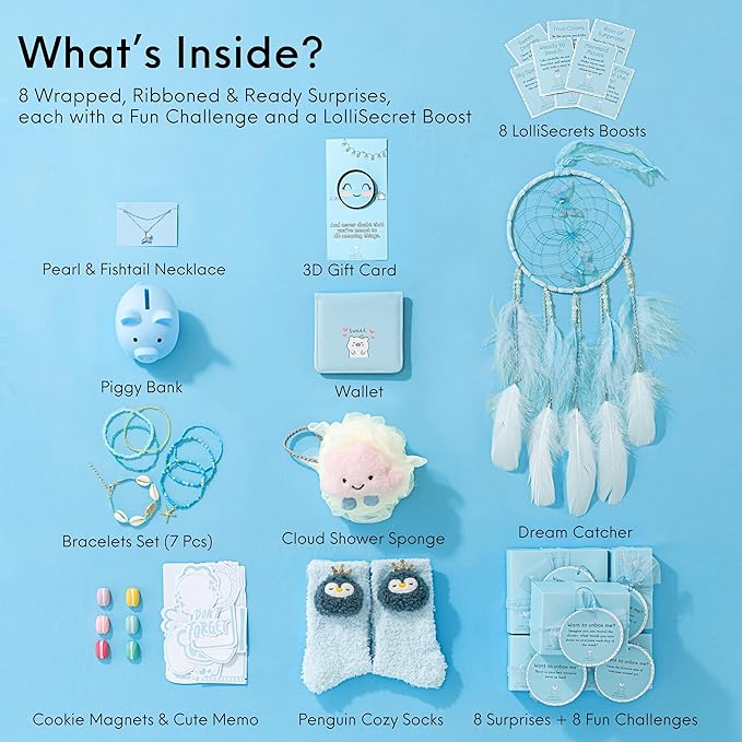 HAPPY LOLLI LolliBox Birthday Gift for Tween & Teen Girls Ages 8–15, Ready to Gift Surprise Box with Empowering Challenges