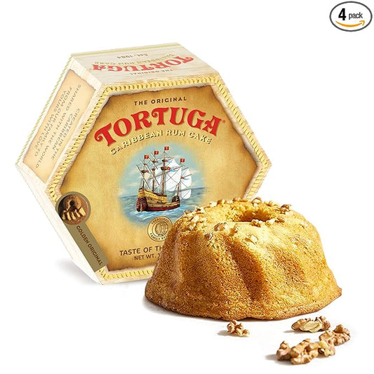 TORTUGA Caribbean Original Rum Cake with Walnuts - 16 oz Rum Cake 4 Pack - The Perfect Premium Gourmet Gift for Stocking Stuffers, Gift Baskets, and Christmas Gifts - Great Cakes for Delivery