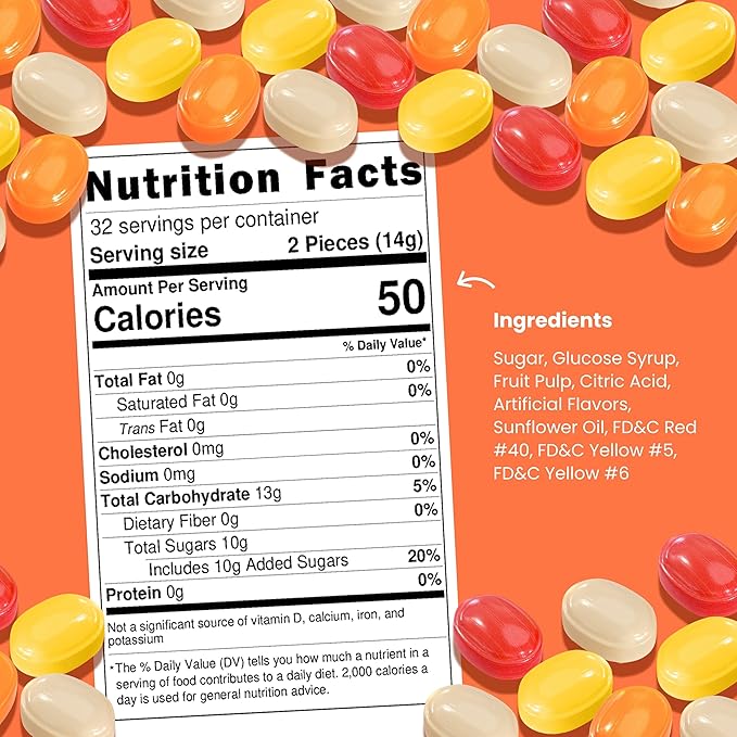 Assorted Fruit Hard Candy Individually Wrapped by Cambie, 2 lbs of Fruit Candy with a Deliciously Sweet Hard Exterior with a Soft, Decadent Filled Center
