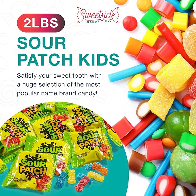 Bulk Candy Pack of SourPatch Kids Candy - Fun Size Individually Wrapped Candy for Movie Theater Candy, Holiday Stuffing Basket Fillers, Party Bags, Office, on the go Snacking, 2lb Bag