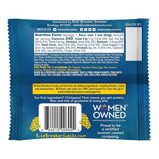 Rule Breaker Vegan & Gluten Free Cookies | Chocolate Chip | Plant-Based, Dairy, Nut, Soy, Allergen Free | Soft-Baked, Great School Snacks for Kids & Adults, Individually Wrapped (Pack of 12)