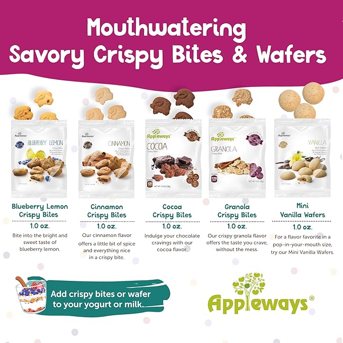 Appleways Mini Vanilla Wafers Cookies, 1.0 Oz Each, 108 Count, Vanilla Wafers Individual Packs, Nut-Free Mini Cookies, All-Natural Whole Grain Snack, Made in USA