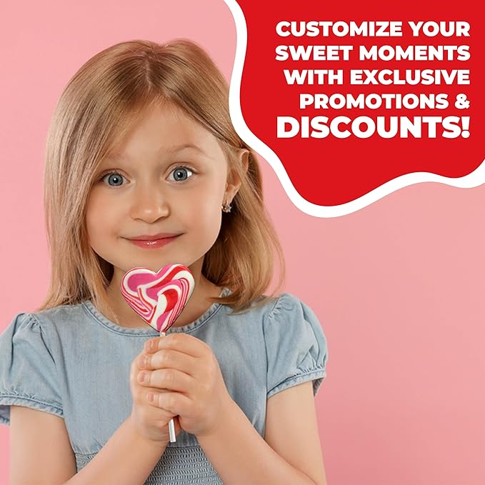 Fusion Select 48 Heart Shaped Lollipops Candy - Sweet Heart Lollipops for Party Bag Fillers, Pinata Stuffers - Ideal for Valentine's Day, Mother's Day, Halloween - Bulk Party Pack, Assorted Lollipops
