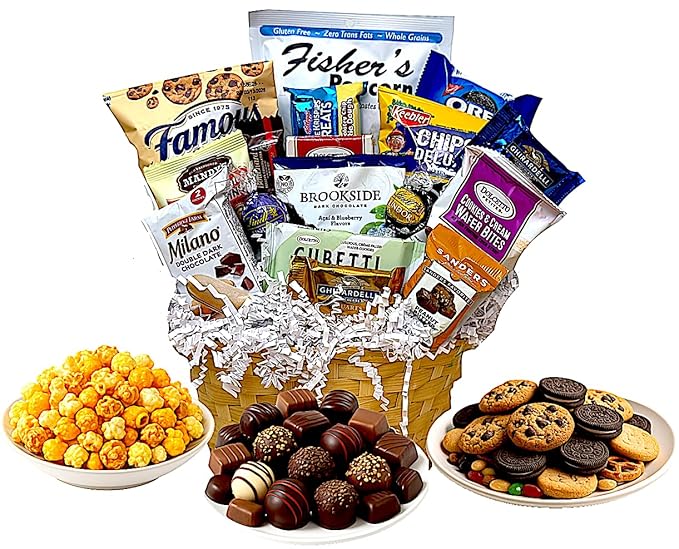 Handcrafted Gift Basket with Chocolates, Cookies, Snacks & Candy. Perfect for Birthdays, Sympathy, Holidays, Clients & Thank You Gifts (Small: $49.99, Hanukkah)