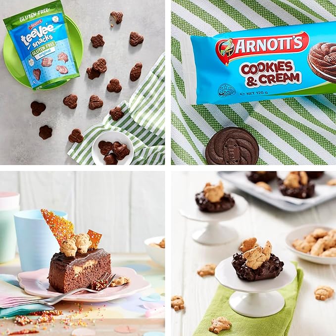 Gluten-Free Snack Box - Premium Assorted Cookies & Treats - Includes Simply Wize Party Mix, Tiny Teddy Choc Chip, TeeVee Snacks & More - Coeliac Friendly Gift (Pack of 4)