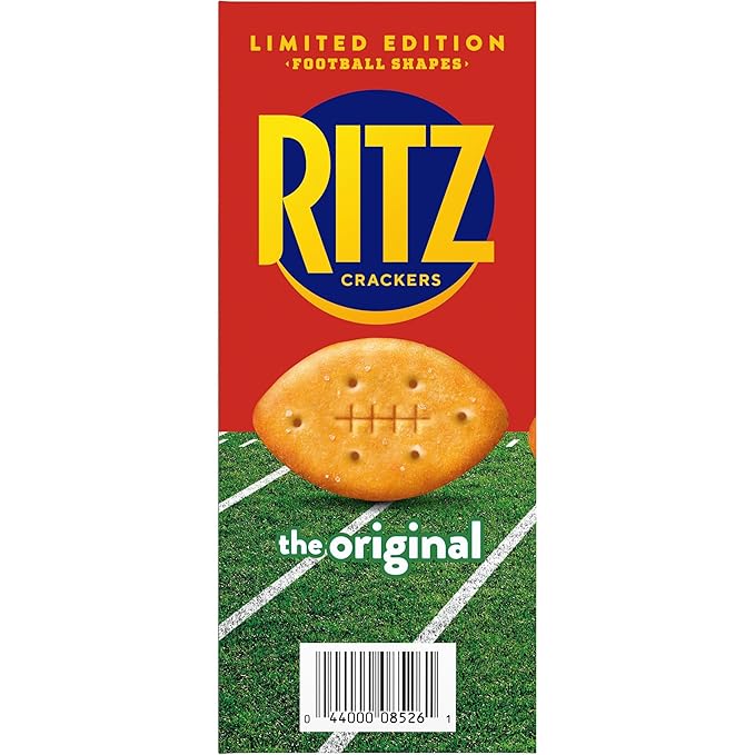 RITZ Football Shapes Original Crackers, Snacks for Kids and Adults, Party Snacks, Limited Edition, 12.3 oz