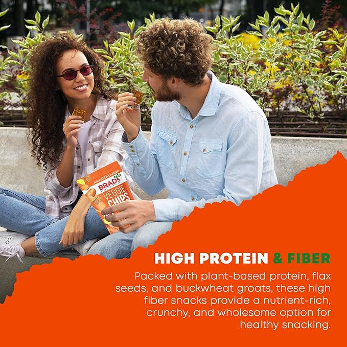 Brad’s Plant-Based - Organic Veggie Sweet Potato Chips - Delicious Healthy Snacks - High Protein & High Fiber Snacks - Low Carb - Organic Veggie On-the-Go Sweet Potato Chips - 3 Oz (Pack of 5)