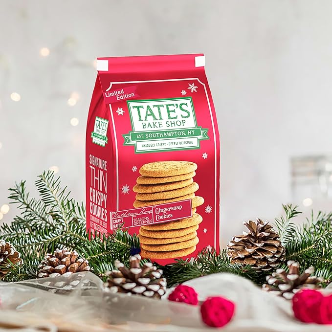 Tate's Bake Shop Gingersnap Cookies, Limited Edition Holiday Cookies, 4 - 7 oz Bags