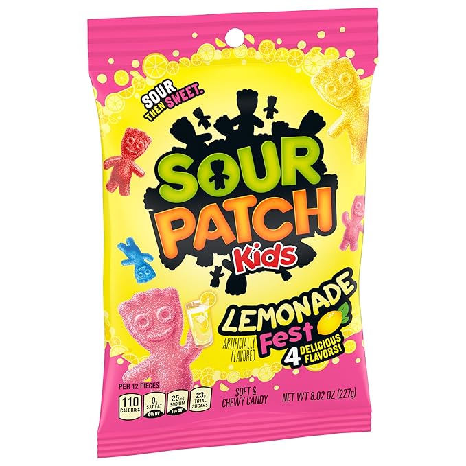 SOUR PATCH KIDS Lemonade Fest Soft & Chewy Candy, 8.02 oz (Pack of 8)