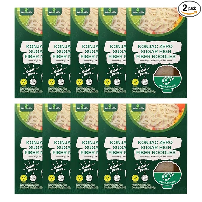 Ketoslim Mo High Fiber Konjac Noodles 2 Pack – Keto, Vegan, Paleo, Low Carb, Sugar-Free & Gluten-Free (10)