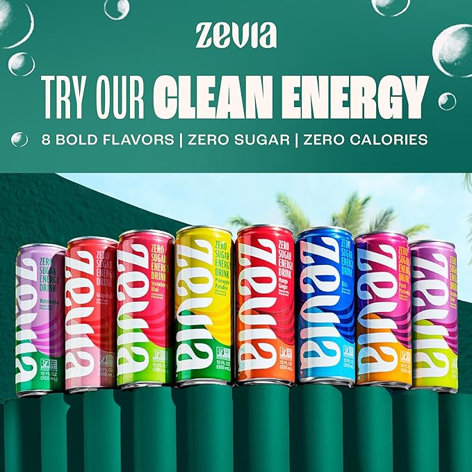 Zevia Zero Sugar Soda, Strawberry Lemon Burst, 12 oz Cans (24-Pack) – Naturally Sweetened, Zero Calorie Sugar Free Soda - Non-GMO Project Verified, Gluten-Free, Vegan