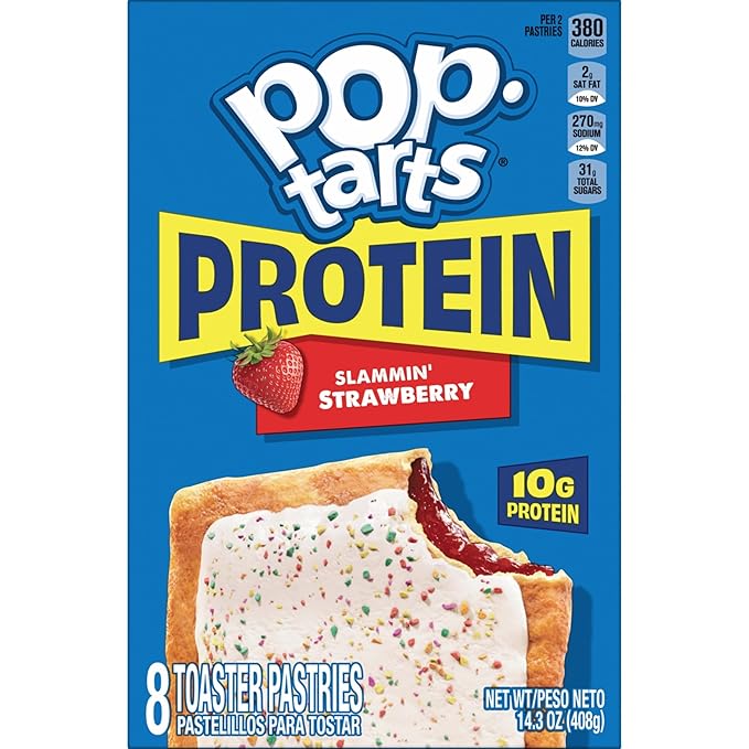 Pop-Tarts Protein Toaster Pastries, 10g Protein, Slammin' Strawberry (96 Pop-Tarts)