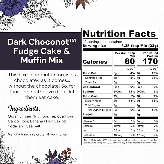 eat G.A.N.G.S.T.E.R. Dark Choconot Fudge Cake & Muffin Mix, Allergy-Friendly Baking Mix, Grain-Free, No Dairy, Nuts, Gluten, Dairy, For Vegan, Paleo & AIP Diets, Chocolate Cakes, Muffins and Cupcakes