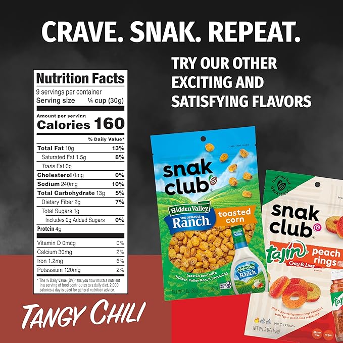 Snak Club x Hot Ones Snack Mix, Hot Habanero, Sweet Smoky, and Tangy Chili, Spicy Snacks with Peanuts, Pretzels, Sesame Sticks, Toasted Corn, Cashews, Vegan Snack, 10 oz Resealable Bags, 3 Pack