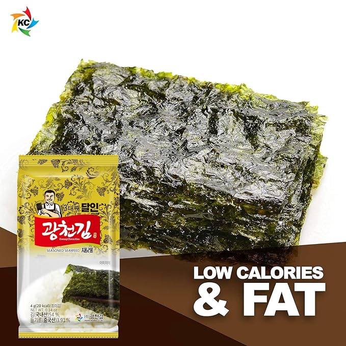 Kim Nori Gold Kim Roasted Seasoned Seaweed Snacks 4g ( 0.14 oz ) - 12 Packs Kim Nori Snack
