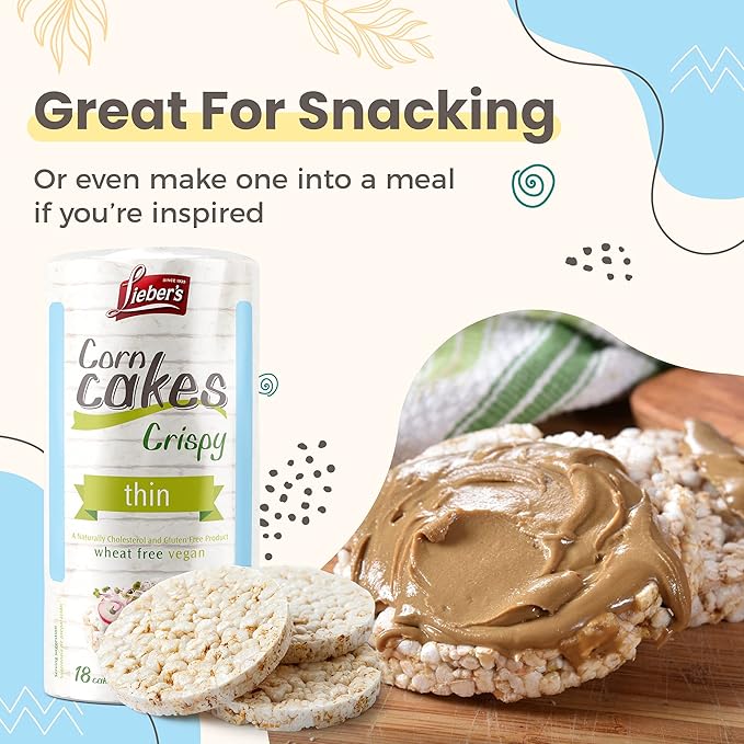 LIEBERS Rice Cakes, Kosher Certified Snack, Dairy Free, Wheat Free, Gluten Free, And Vegan options (Pack of 3)