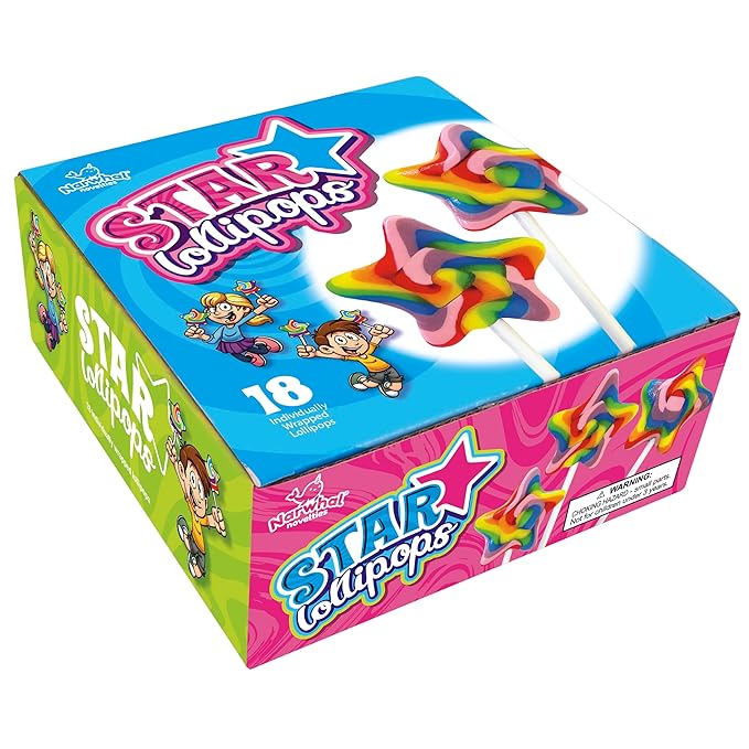 Rainbow Star Lollipops Swirl 18 PCS- Star Shaped Lollipop - Bulk Lolipop Candy Suckers Treats - Swirly Candies for Birthdays Party Favors and Goodie Bags - Easter Basket Fillers for Kids