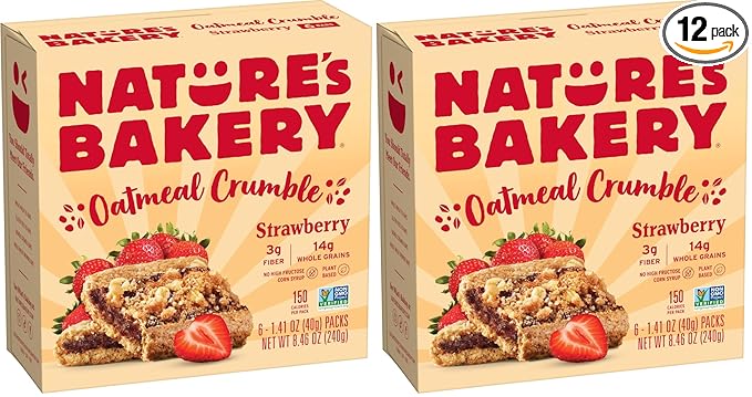 Nature's Bakery Oatmeal Crumble Strawberry Bars, 1.41 Oz, 6 Ct (Pack of 2)