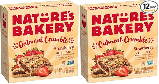 Nature's Bakery Oatmeal Crumble Strawberry Bars, 1.41 Oz, 6 Ct (Pack of 2)