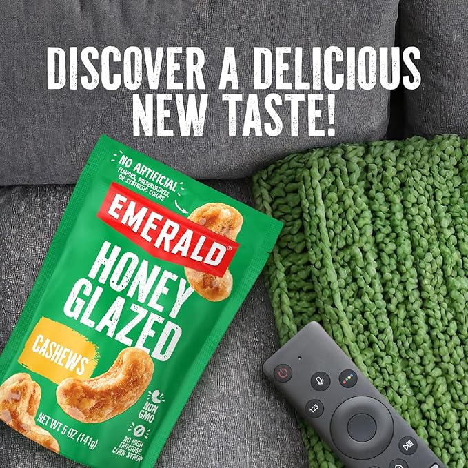 Emerald Honey Glazed Cashews (1-Pack) | 36oz Resealable Bulk Bag | Kosher Dairy Certified, Non-GMO | Contains No Artificial Preservatives, Flavors or Synthetic Colors