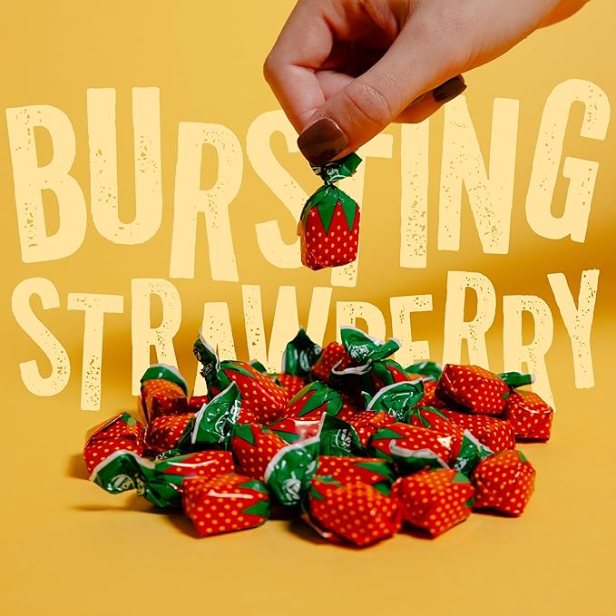 Strawberry Bulk Candy by Cambie, 12 lbs of Strawberry Candy with a Deliciously Sweet Hard Exterior with a Soft, Fruit-Filled Center, Bon Bons for Piñata Filler, Party Favors, and More