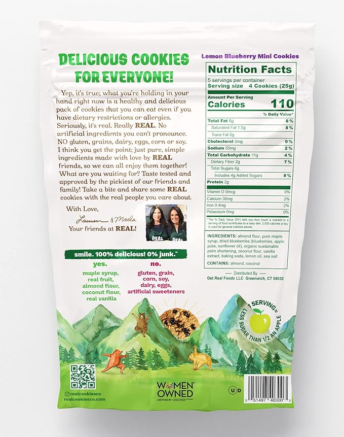 REAL Lemon Blueberry Mini Cookie Poppers – Bite-sized Gluten Free Semi Soft Baked Cookies – Dairy Free, Vegan, Kosher, Paleo – Delicious Mini Lemon Blueberry Cookies (4.5 oz)