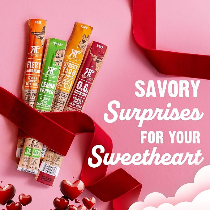 Righteous Felon Variety Meat Sticks | 100% Grass Fed Beef, Turkey, Pork | Keto, Gluten-Free, Low Sugar, High Protein Healthy Snacks | Valentines Day Gifts for Men | Jerky Variety Pack, 24 Count