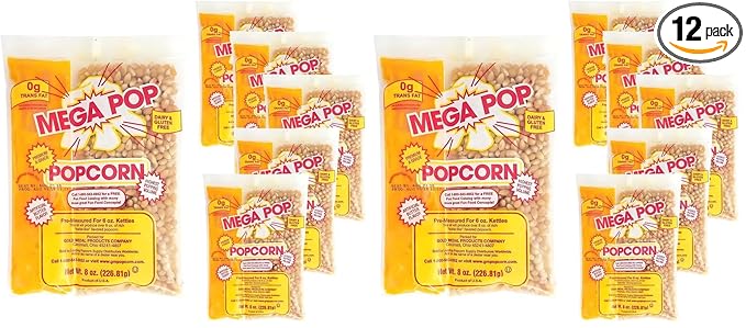 Concession Essentials 8oz Popcorn Portion Packs- (Box of 6 Portion Packs) (Pack of 2)